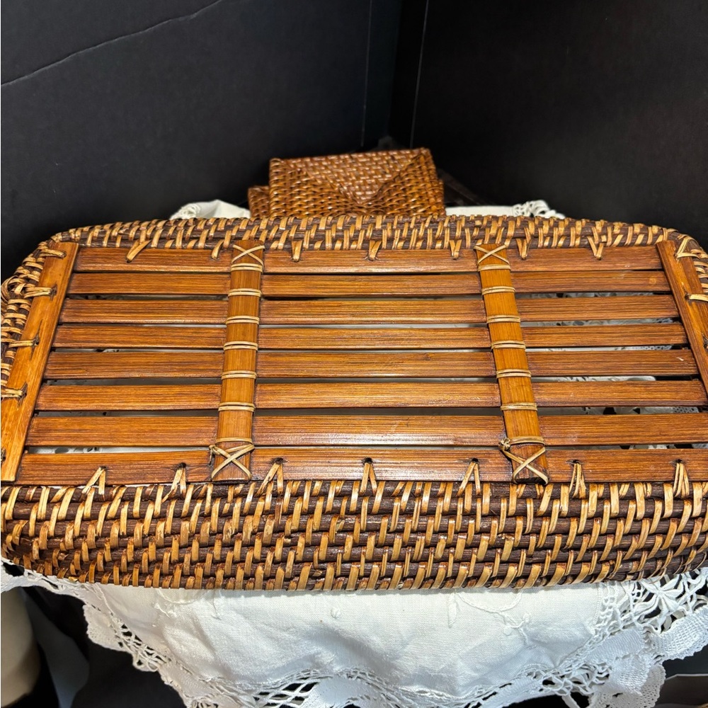 Woven Bamboo Serving Tray - Brown - Picture 5 of 7